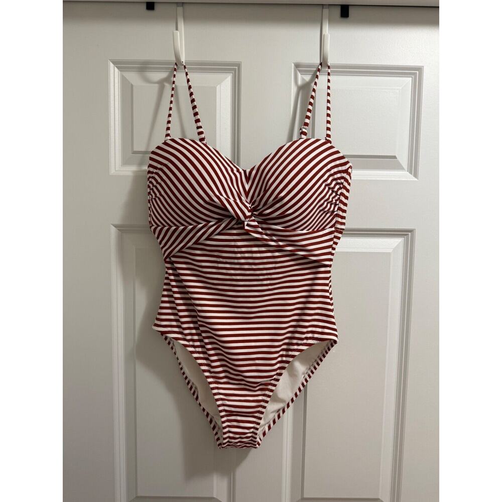 Kona Sol Women's Brick Striped One Piece Swimsuit LARGE